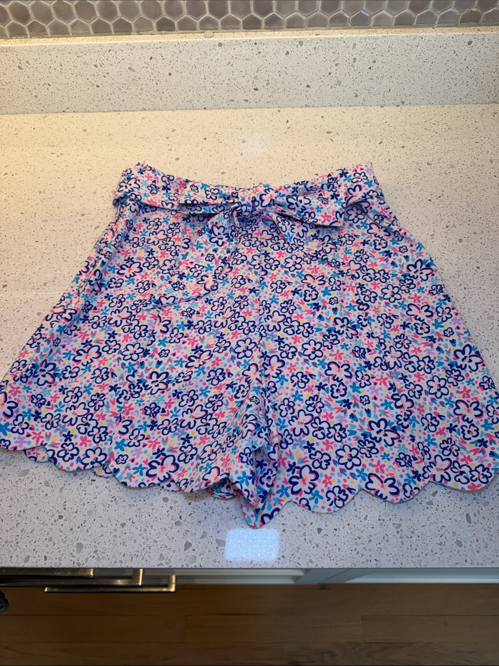 Lilly Pulitzer Floral Scallop Skater Shorts - Pink & Blue